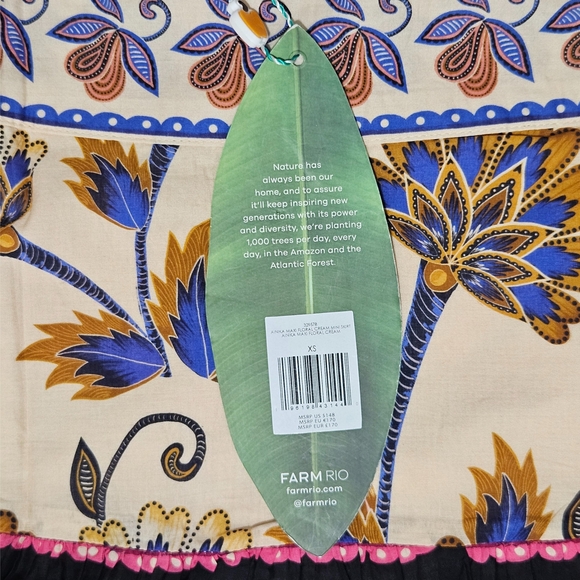 Farm Rio Ainika Floral Mini Skirt Cream Women XS Side Zipper Vacation NWT - Picture 5 of 5